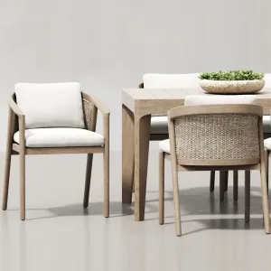 Modern Luxury Durable Outdoor Villa Courtyard Teak Wood Dining Table and Chair Set