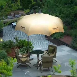 Modern Luxury Outdoor Commercial Aluminum Garden Patio Umbrella Granite Base Waterproof Sun Shade Full Color Outdoor Furniture