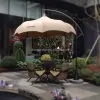 Modern Luxury Outdoor Commercial Aluminum Garden Patio Umbrella Granite Base Waterproof Sun Shade Full Color Outdoor Furniture