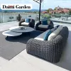 Modern Luxury Rattan Outdoor Sofa Set for Apartment Courtyard Park Villa Hotel Use-Waterproof Eco-Friendly Customized Service