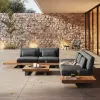 Modern Luxury Solid Teak Eco-Friendly Outdoor Garden Sofa Set for Courtyard Park Hotel Use Waterproof Durable