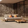 Modern Luxury Solid Teak Eco-Friendly Outdoor Garden Sofa Set for Courtyard Park Hotel Use Waterproof Durable