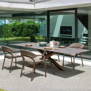 Modern Nordic Outdoor Dining Table Rattan Chairs Light Luxury Durable Waterproof Balcony Courtyard Garden Furniture Leisure