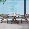 Modern Nordic Outdoor Dining Table Rattan Chairs Light Luxury Durable Waterproof Balcony Courtyard Garden Furniture Leisure
