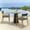Modern Outdoor Balcony Dining Table Chair Set with Solid Wood Aluminum Frame Waterproof for Hotel Courtyard Garden