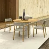 Modern Outdoor Balcony Dining Table Chair Set with Solid Wood Aluminum Frame Waterproof for Hotel Courtyard Garden