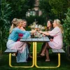 Modern Outdoor Connected Table Chair Set Long Bench Coffee Lounge Patio Teak Stainless Steel Park Chair Courtyard Comfortable