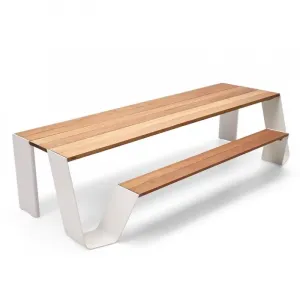 Modern Outdoor Dining Table and Chair Set with Long Bench Waterproof Teak and Stainless Steel Garden Furniture