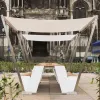 Modern Outdoor Dining Table and Chair Set with Long Bench Waterproof Teak and Stainless Steel Garden Furniture