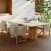 Modern Outdoor Dining Tables and Chairs Set Teak Wood Waterproof Durable for Courtyard and Garden Use