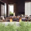 Modern Outdoor Dining Tables and Chairs Set Teak Wood Waterproof Durable for Courtyard and Garden Use