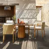 Modern Outdoor Dining Tables and Chairs Set Teak Wood Waterproof Durable for Courtyard and Garden Use