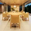 Modern Outdoor Dining Tables and Chairs Set Teak Wood Waterproof Durable for Courtyard and Garden Use