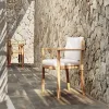 Modern Outdoor Dining Tables and Chairs Set Teak Wood Waterproof Durable for Courtyard and Garden Use