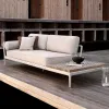 Modern Outdoor Garden Balcony Solid Wood Rope Woven Sofa Set with Tea Table for Hotel Park Use
