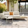 Modern Outdoor Garden Balcony Solid Wood Rope Woven Sofa Set with Tea Table for Hotel Park Use
