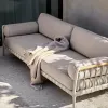 Modern Outdoor Garden Balcony Solid Wood Rope Woven Sofa Set with Tea Table for Hotel Park Use