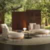 Modern Outdoor Hotel Courtyard Garden Sofa Set with Aluminum Frame Rope Webbing Waterproof Eco-Friendly Wood Furniture