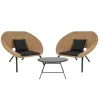 Modern Outdoor Leisure PE Wicker Rattan Sofa Set with Table Chair-Durable Waterproof Quick-Dry Cushions for Balcony Courtyard