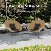 Modern Outdoor Leisure PE Wicker Rattan Sofa Set with Table Chair-Durable Waterproof Quick-Dry Cushions for Balcony Courtyard