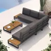 2025 Modern Outdoor Luxury Aluminum L-Shaped Sofa Set with PE Wicker Rattan Durable Villa Courtyard Garden Furniture