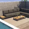 2025 Modern Outdoor Luxury Aluminum L-Shaped Sofa Set with PE Wicker Rattan Durable Villa Courtyard Garden Furniture