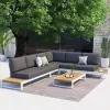 2025 Modern Outdoor Luxury Aluminum L-Shaped Sofa Set with PE Wicker Rattan Durable Villa Courtyard Garden Furniture