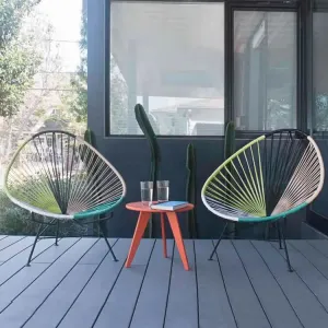 Modern Outdoor Oval Weave Rocking Lounge Chair Wicker Sun Chair Bistro Set Acapulco Chair Comfortable Durable Full Color Printed
