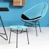 Modern Outdoor Oval Weave Rocking Lounge Chair Wicker Sun Chair Bistro Set Acapulco Chair Comfortable Durable Full Color Printed