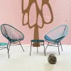 Modern Outdoor Oval Weave Rocking Lounge Chair Wicker Sun Chair Bistro Set Acapulco Chair Comfortable Durable Full Color Printed