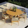 Modern Outdoor Patio Furniture Dining Table Set All Weather Teak Solid Wooden Garden Use High Quality