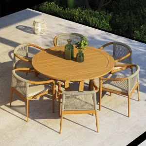 Modern Outdoor Patio Furniture Dining Table Set All Weather Teak Solid Wooden Garden Use High Quality