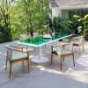 Modern Outdoor Patio Furniture Dining Table Set All Weather Teak Solid Wooden Garden Use High Quality