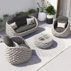 Modern Outdoor Sofa Set Metal Waterproof Durable Park Apartment Courtyard Villa Balcony Tea Table Furniture Combination