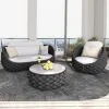 Modern Outdoor Sofa Set with Waterproof Cushions-Rattan Garden Furniture for Apartment Park Hotel Villa Use