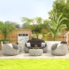 Modern Outdoor Sofa Set with Waterproof Cushions-Rattan Garden Furniture for Apartment Park Hotel Villa Use