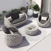 Modern Outdoor Sofa Set with Waterproof Cushions-Rattan Garden Furniture for Apartment Park Hotel Villa Use