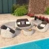 Modern Outdoor Sofa Set with Waterproof Cushions-Rattan Garden Furniture for Apartment Park Hotel Villa Use