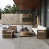 Modern Outdoor Solid Wood Sofa Set Anti-Corrosion Garden Furniture for Villa Hotel Balcony Courtyard Park HomeStay