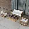 Modern Outdoor Solid Wood Sofa Set Anti-Corrosion Garden Furniture for Villa Hotel Balcony Courtyard Park HomeStay