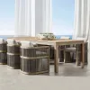 Modern Outdoor Teak Dining Furniture Set-Waterproof Durable Dining Chair Rectangle Table for Hotel Garden Villa Courtyard Use