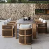 Modern Outdoor Teak Dining Furniture Set-Waterproof Durable Dining Chair Rectangle Table for Hotel Garden Villa Courtyard Use