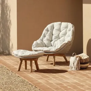 Modern Outdoor Teak Rattan Sofa Set with Chairs and Tables-Solid Wood Durable for Garden Courtyard Balcony Hotel Use