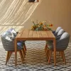 Modern Outdoor Teak Rattan Sofa Set with Chairs and Tables-Solid Wood Durable for Garden Courtyard Balcony Hotel Use