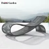 Modern Outdoor Teak Rattan Woven Full Color Printed Daybed Chaise Lounge Waterproof Sunproof Eco-Friendly Durable Park