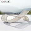 Modern Outdoor Teak Rattan Woven Full Color Printed Daybed Chaise Lounge Waterproof Sunproof Eco-Friendly Durable Park