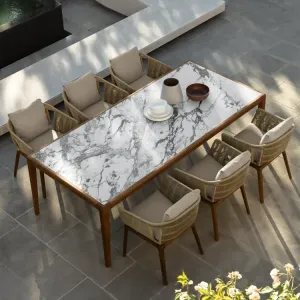 Modern Outdoor Teak Wood Dining Table Set for Hotel Villa Use Durable Waterproof