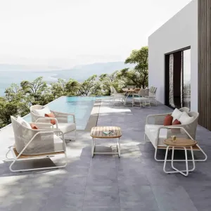 Modern Outdoor Woven Vine Sofa and Dining Table Set Wicker Furniture for Hotels Gardens Courtyards Parks