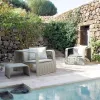 Modern Patio Outside Relaxing Sofa Set Luxury Garden Aluminum Outdoor Furniture Rattan Sofa Set All Weather Sofa