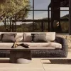 Modern Rattan Sofa Set-Patio Sectional Modular Outdoor Furniture Waterproof Cushions Weather Resistant for Living Room Park Use